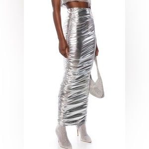 Silver Metallic Maxi Skirt